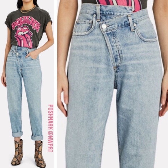 AGOLDE Criss Cross Crossover Suburbia High Rise Straight Leg Boyfriend 24 25 26 - Picture 1 of 14